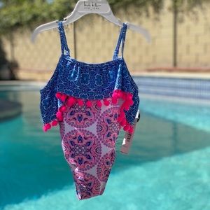 Brand New With Tag Nicole Miller PomPom Girl Swimsuit - Size 4